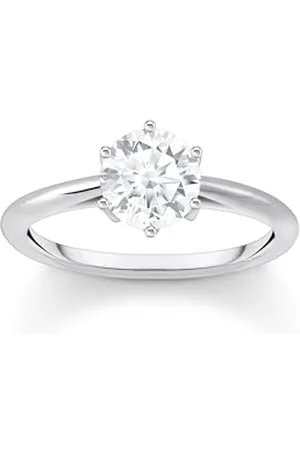 Thomas Sabo Pierścionek z białym kamieniem o szlifie brylantowym, srebro wysokiej próby 925, cyrkonia, rozmiar 56, TR2474-051-14-56, metal szlachetny