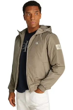 Calvin Klein Jeans Męska wyściełana bluza z kapturem HarrinGTON J30J325596, inne kurtki, szare, M, , M