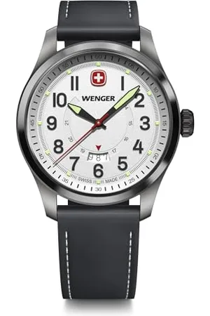 Wenger Terragraph Męski Analogowy Kwarcowy Zegarek Na Rękę, Średnica 43 mm, Wykonany W Szwajcarii, Wodoodporny do 100 M, Skórzany Pasek, 01.0541.126