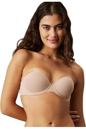 Calvin Klein Damski biustonosz bez ramiączek push-up z fiszbinami, Piaskowa wydma, 80D