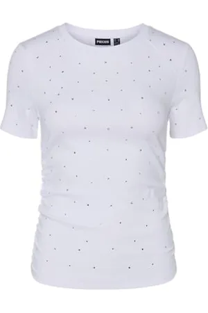 Pieces® Pctyler SS Rhinestone Tee Bc, , M