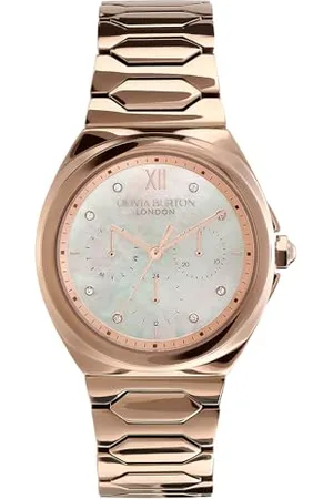 Olivia Burton 24000151 Damski wielofunkcyjny analogowy zegarek kwarcowy Kolekcja Lustre z paskiem ze stali nierdzewnej w kolorze różowego złota, 24000151
