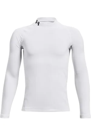 Under Armour Ua Cg Armour Mock Ls Ultra ciepła warstwa podstawowa koszulka z długim rękawem w stylu polo, rozciągliwa zimowa koszulka do biegania z technologią antyzapachową (opakowanie 1), biały (100/czarny), M