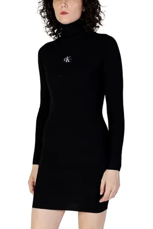 Calvin Klein Jeans Damska sukienka swetrowa z zawijanym dekoltem, , XL