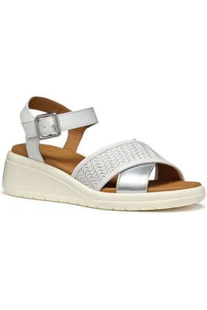Geox D Meliconia G Wedge damskie sandały, białe, 40 EU, , 40 EU