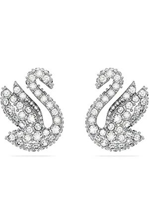 Swarovski Kolczyki zapinane na sztyft Iconic Swan, Swan, Białe, Powłoka z rodu