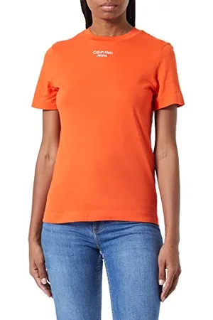 Calvin Klein Jeans Damskie ułożone w stos logo nowoczesna prosta koszulka inne dzianinowe topy, , XXS