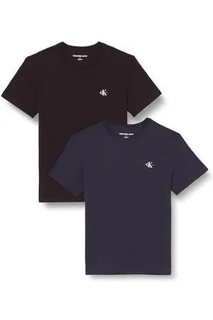 Calvin Klein Jeans Męska koszulka z krótkim rękawem Monologo Crew Neck, Niebieski (Night Sky/Ck Black), XXS