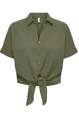 ONLY Onlnova Life Vis S/S Knot Shirt Solid, , XS