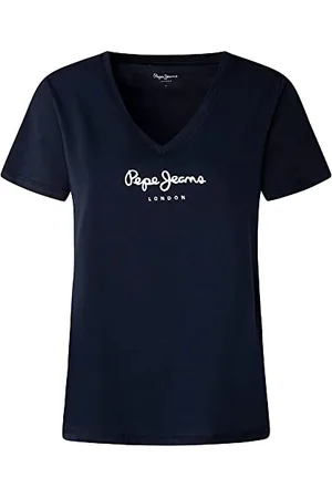 Pepe Jeans Damska koszulka Wendy z dekoltem w serek, Niebieski (Dulwich), XS