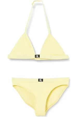 Calvin Klein CK JEANS Dziewczęcy trójkąt bikini zestaw trójkątny, żółty (elfin żółty), 10-12, , 10-12 lat