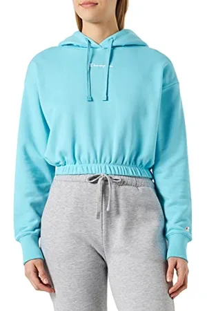 Champion Damska bluza z kapturem Legacy American Classics Powerblend Terry małe logo Boxy Bluza z kapturem, błękitna, XXL