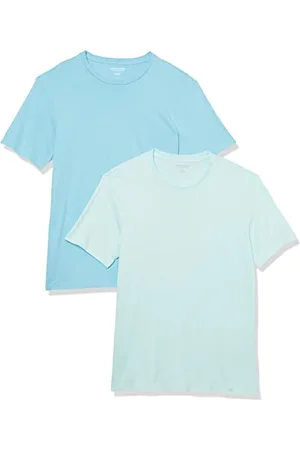 Amazon Męski T-shirt z krótkim rękawem i okrągłym dekoltem, 2 sztuki, błękitny/jasnoniebieski, XL