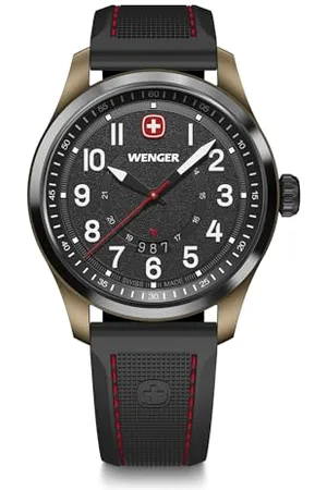 Wenger Terragraph Męski Analogowy Kwarcowy Zegarek Na Rękę, Średnica 43 mm, Wykonany W Szwajcarii, Wodoodporny do 100 M, Skórzany Pasek, 01.0541.125
