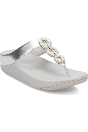 FitFlop Damskie sandały Fino z kryształowym łańcuszkiem M/skórzane, , 40 EU
