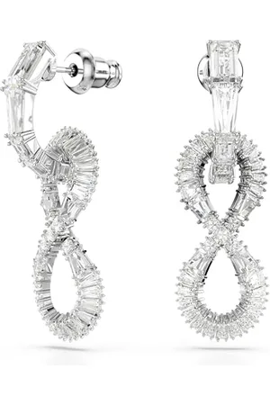 Swarovski Długie kolczyki Hyperbola, Nieskończoność, Białe, Powłoka z rodu