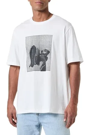 Armani Exchange Męski T-shirt z grafiką buta z siatką o regularnym kroju, , S