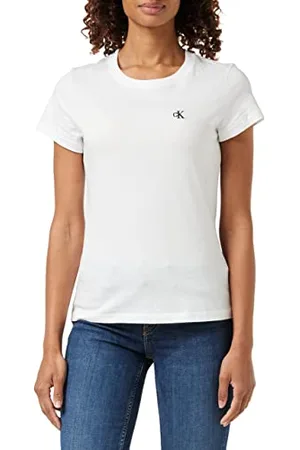 Calvin Klein Jeans Damskie topy z dzianiny S/S, biały, XXS