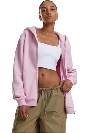 Urban classics Damska bluza z kapturem, puszysta bluza z kapturem, z zamkiem błyskawicznym, luźny krój, , XXL