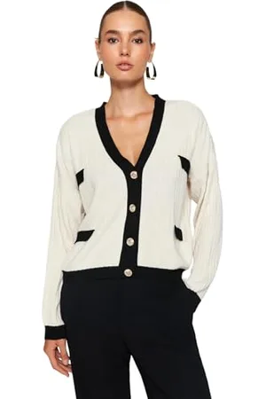 Trendyol Damski sweter damski Farbblock Lange Ärmel Regulär Strickjacke kardigan, , S