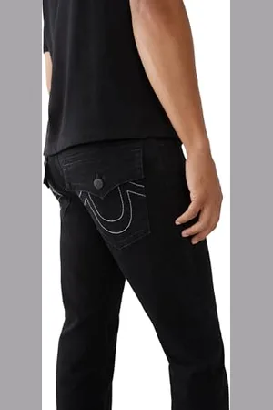 True Religion Męskie dżinsy Ricky Straight Lege, spłukanie ciała czarny, 34 szer. x 32 l