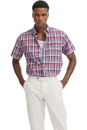Bugatti Męska koszula Button-Down z krótkim rękawem, nowoczesny krój, , XXL