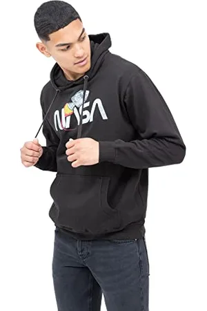 Nasa Męska bluza z kapturem vintage Rocket z kapturem, czarna, duża