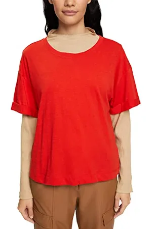 ESPRIT Edc by Damski t-shirt 082CC1K335, pomarańczowy czerwony, XXS