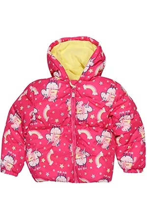 Popgear Peppa Pig Peppa On A Unicorn Puffer Jacket, Girls, 1-6 Years, Pink, Official Merchandise