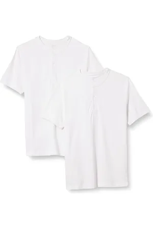 Amazon Męska koszulka z krótkim rękawem typu Pique Henley, 2 sztuki, biała, XS