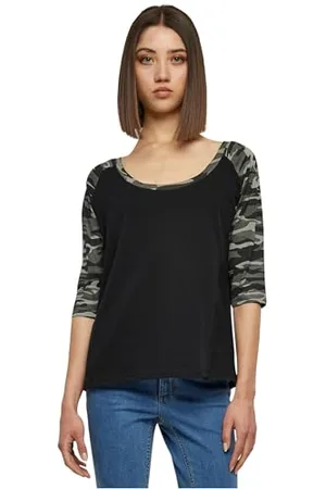 Urban classics Damska koszulka 3/4 Contrast Raglan Tee, Black/Darkcamo, 4XL