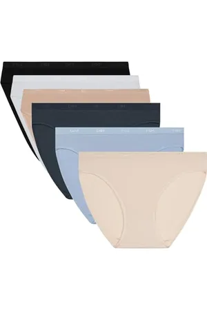 Dim Les Pockets Eco bawełna miękkie kolory x6 majtek, partia niebieska koszula, 6 damskich, , S