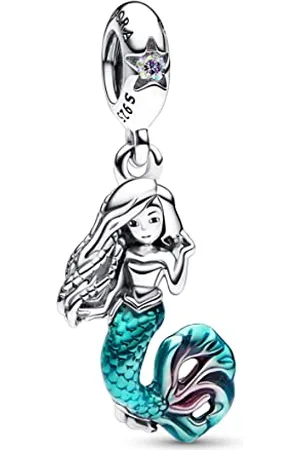 PANDORA Disney Arielle die Meerjungfrau Charm-Anhänger aus Sterling Silber mit Cubic Zirkonia x Disney Collection, Kompatibel Moments Armbändern, 792695C01