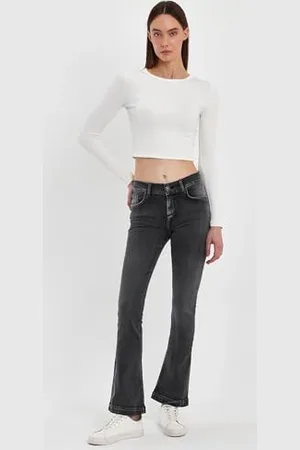 LTB Jeans Damski Fallon - rozkloszowany krój ze średnią talią i zamkiem błyskawicznym w kolorze szarym z mieszanki bawełny - rozmiar W28L30, , 28W / 30L