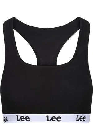 Lee Damski krótki top w kolorze czarnym z biustonoszem treningowym w stylu racerback, , XS