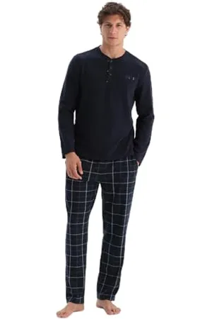 Dagi Męskie spodnie piżamowe z długim rękawem, granatowe, 2XL, , XXL