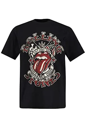 JP 1880 Męskie duże rozmiary duże rozmiary Menswear L-8XL T-shirt, koszulka z krótkim rękawem, Rolling Stones 782649, , XXL Duże rozmiary