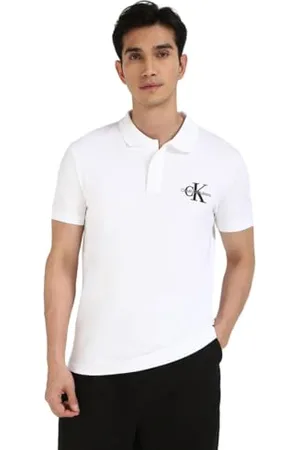 Calvin Klein Jeans Męskie polo MONOLOGO J30J325664 S/S Polo, białe (jasnobiałe), L, , L