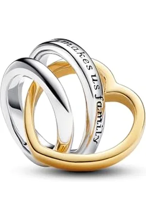 PANDORA Moments Bicolor Stiefmutter Verschlungene Herzen Charm aus Sterling Silber mit vergoldeter Metalllegierung, Kompatibel mit Moments Armbändern,, 763244C00