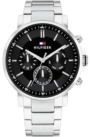Tommy Hilfiger Analogowy wielofunkcyjny zegarek kwarcowy dla mężczyzn, skórzany pasek lub bransoletka ze stali nierdzewnej, , bransoletka