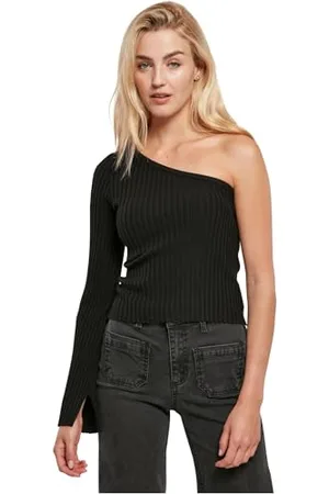 Urban classics Damska bluza damska z krótkim rękawem, czarny, S