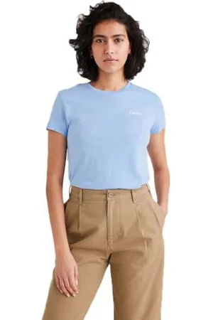 Dockers Damska koszulka Graphic Tee, Script Placid Blue (Lucent White), XS