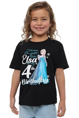 Disney Mandarin creative ltd Frozen Bright Like Elsa 4th Birthday dziewczęca koszulka, czarna, 3-4 lata, , 3-4 lat