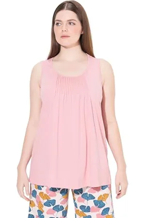 Ulla Popken Damskie duże rozmiary plus size piżama koszula bez rękawów Pintucks, , 42-44