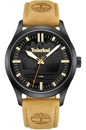 Timberland Rambush zegarek czarna tarcza skóra beżowa, pasek, pasek