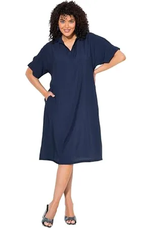 Ulla Popken Damska sukienka polo duże rozmiary plus size z rozcięciem na rękawie, , 58-60