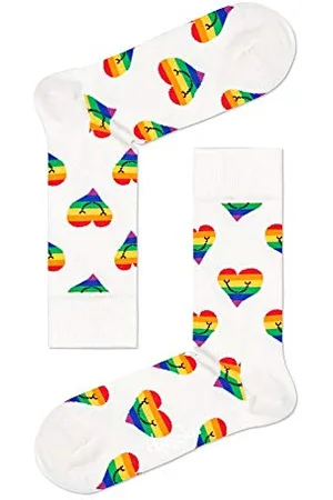Happy Socks Pride Heart, kolorowe i zabawne, Skarpety dla kobiet i mężczyzn, Niebieski-Czerwony-Zielony-Żółty (36-40)