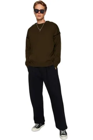Trendyol Męski sweter z dzianiny oversize z okrągłym dekoltem, , M, , M