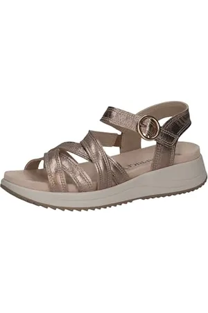 Caprice Damskie sandały 9-28705-44, płaskie sandały, taupe metalowe, 40 EU, , 40 EU