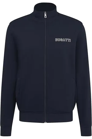 Bugatti Męska bluza z zamkiem błyskawicznym, stójka, długi rękaw, , S